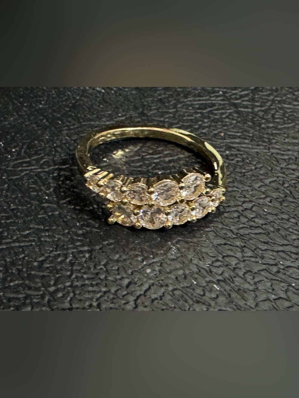 Fashion Jewelry Gold-Tone Double Row CZ Ring